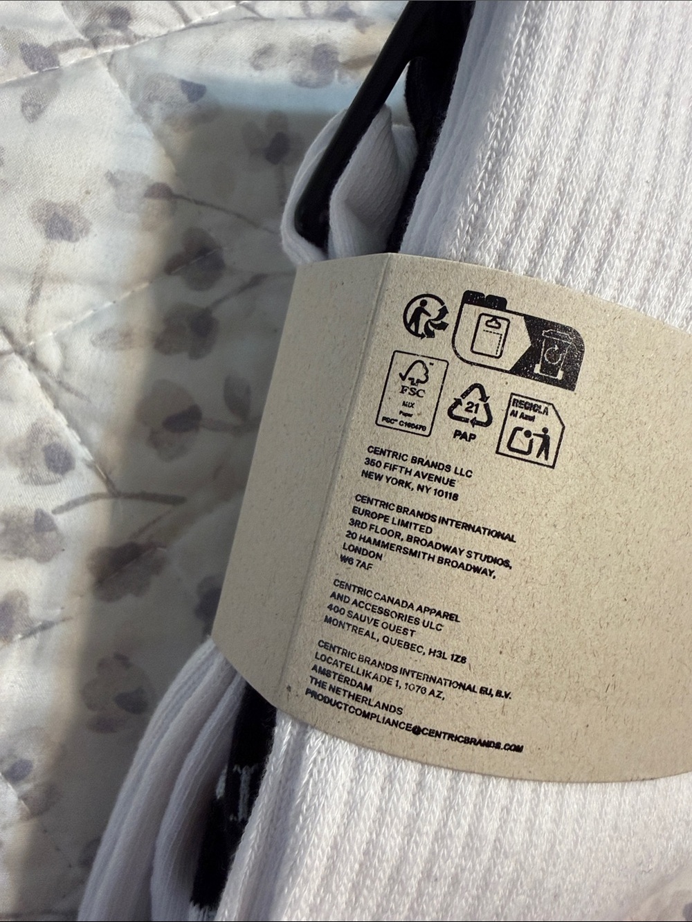 AllSaints White Crew Socks with Black Logo Accents - 3 Pack - Picture 5 of 5